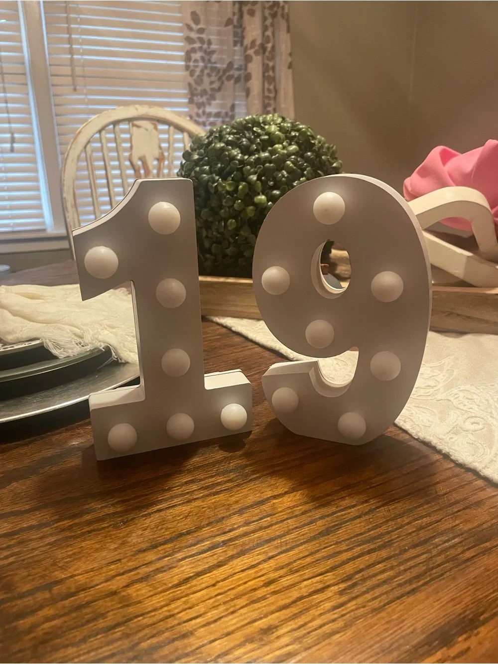 Decorative Light-Up Number '19' - White